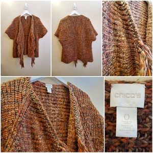 Chicos one size kimono sweater cardigan with metal embellishments, tasse…
